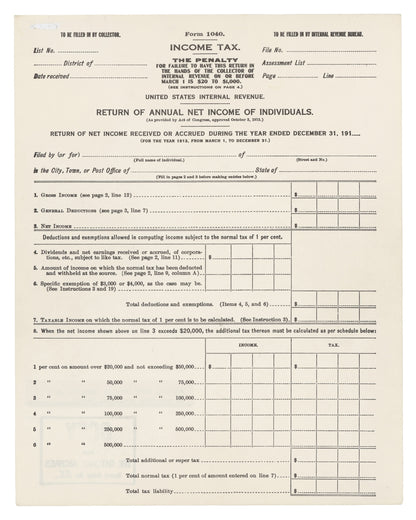 Income Tax Form 1913