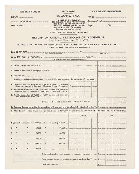 Income Tax Form 1913
