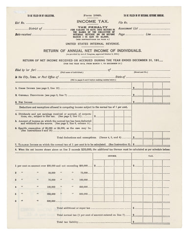 Income Tax Form 1913