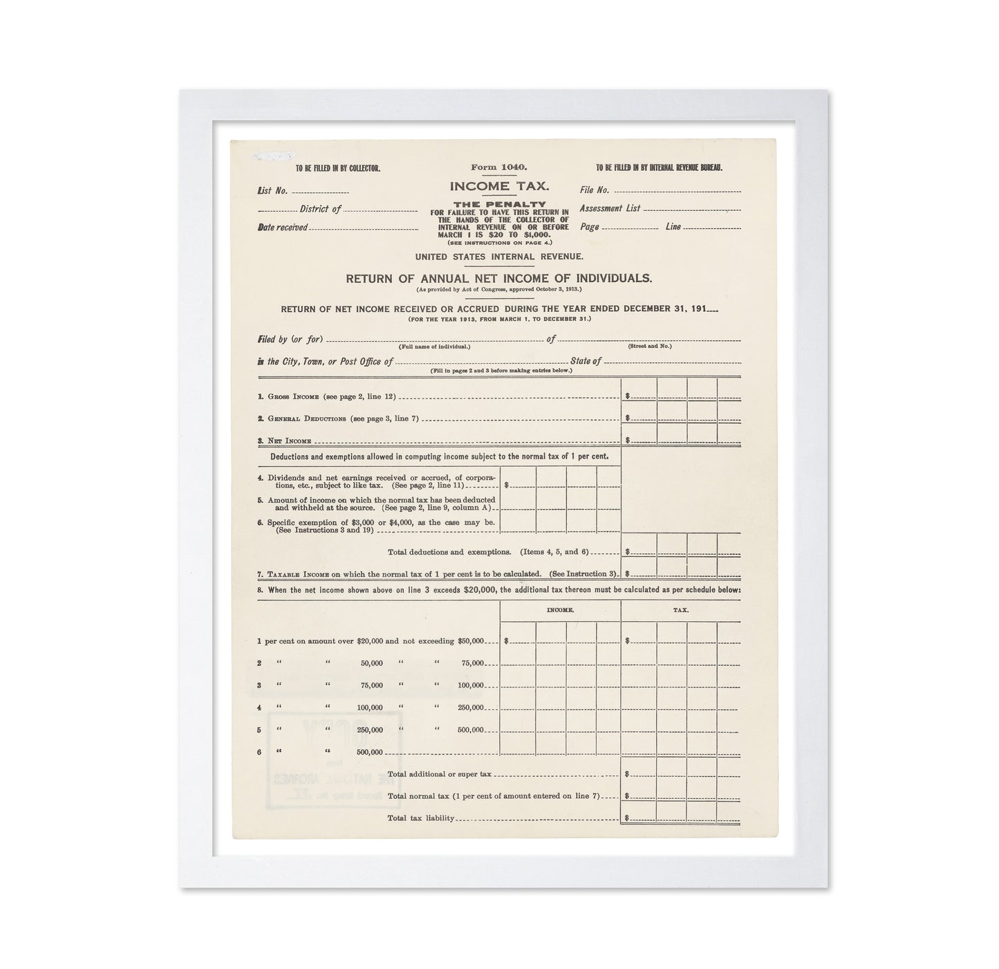 Income Tax Form 1913