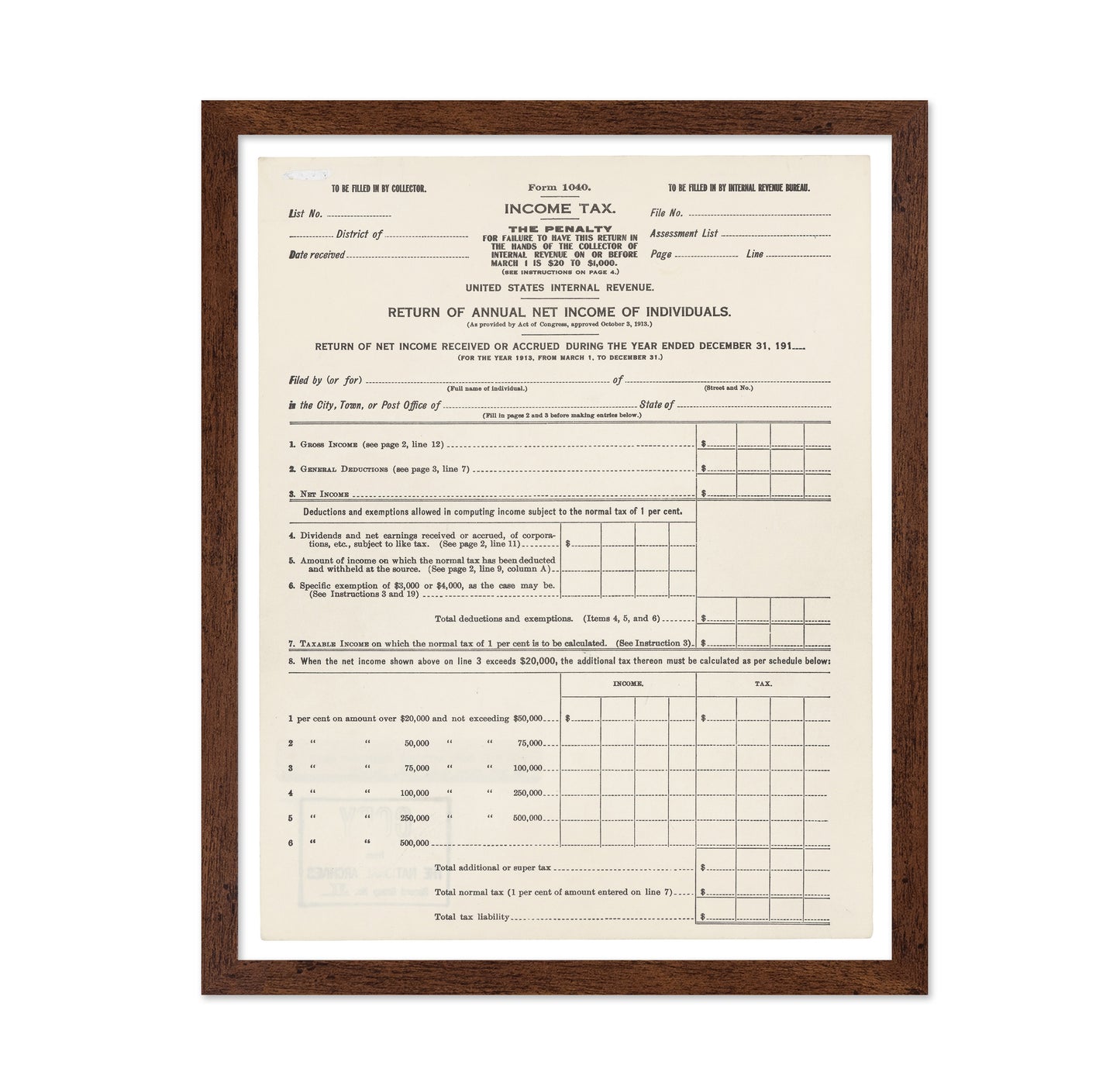 Income Tax Form 1913