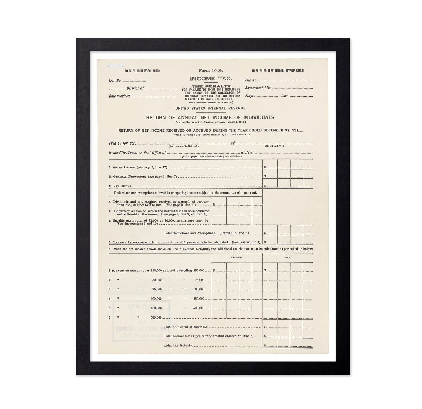 Income Tax Form 1913