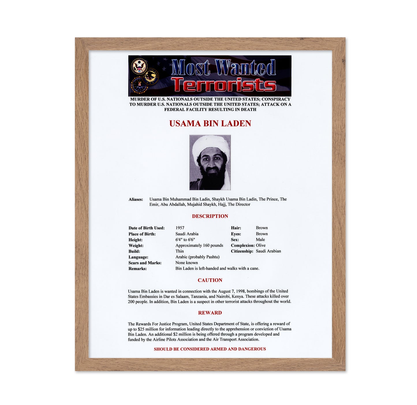 Bin Laden Poster 1999