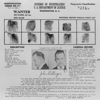 Dillinger Wanted 1934