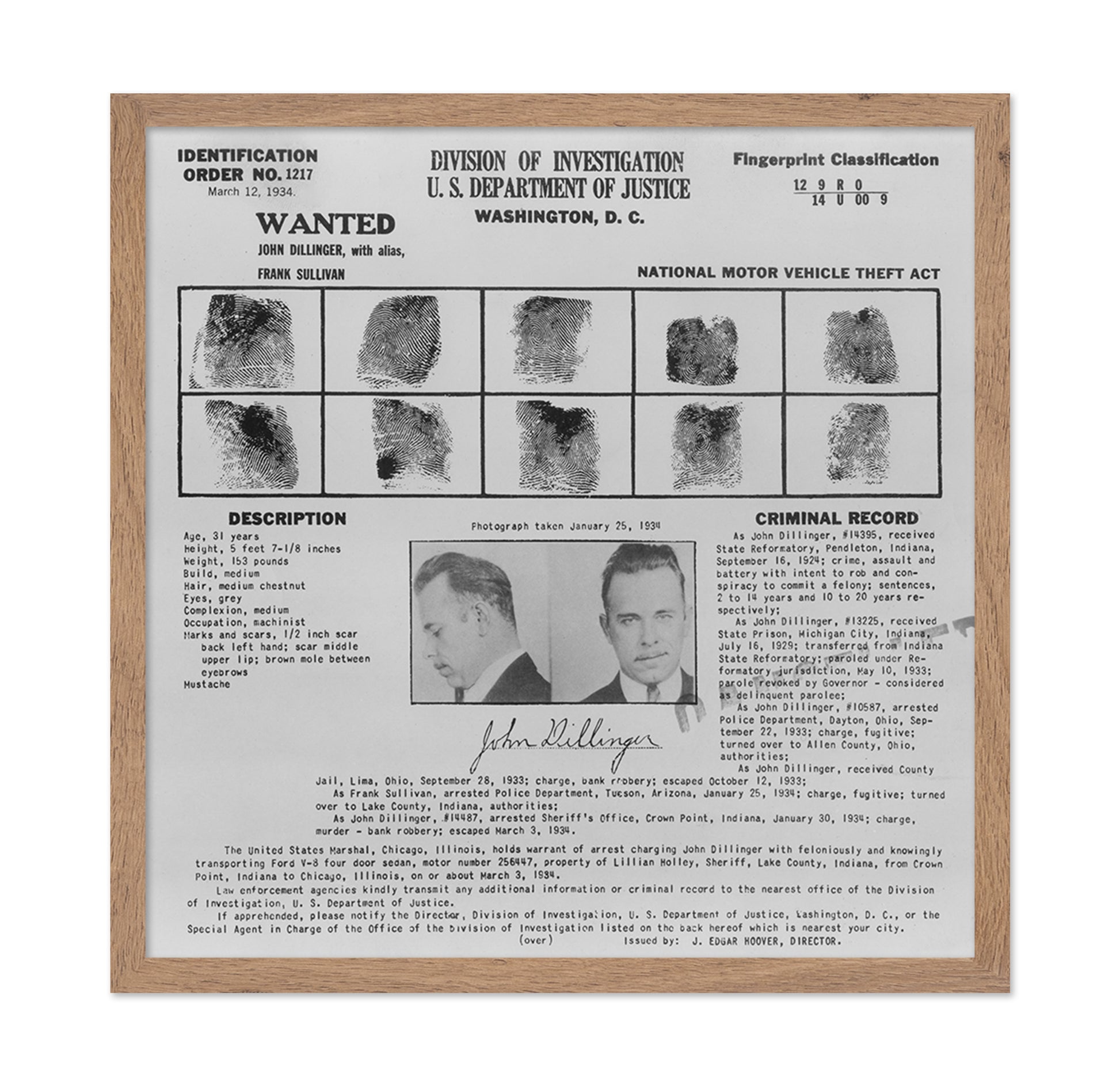 Dillinger Wanted 1934