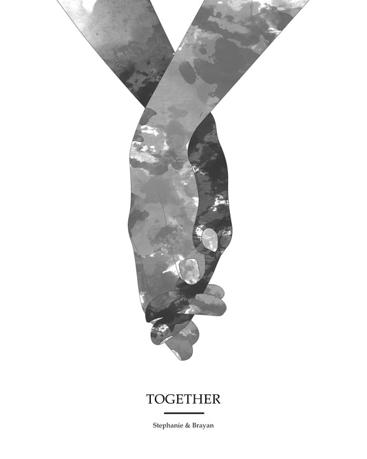 Personalized Watercolor Holding Hands