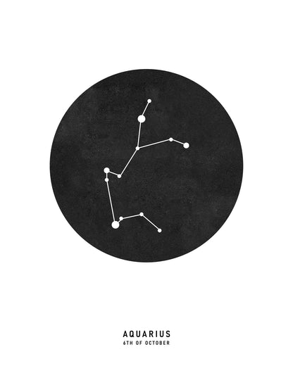 Aries Zodiac Black Star Map
