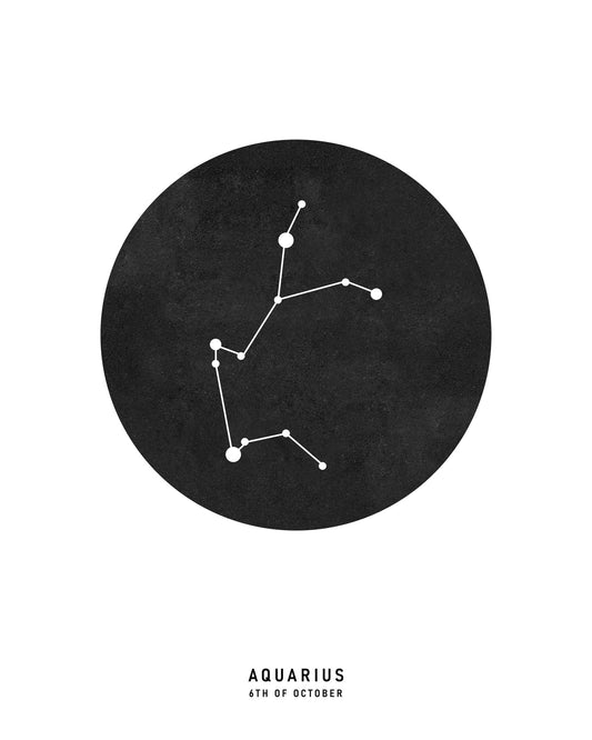 Aries Zodiac Black Star Map