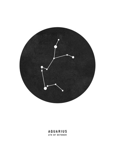Aries Zodiac Black Star Map