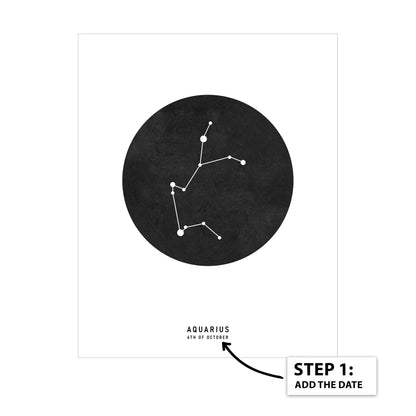 Aries Zodiac Black Star Map