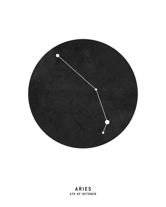 Aquarius Zodiac Black Star Map