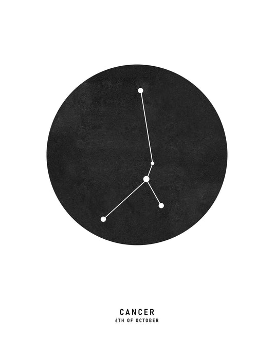 Cancer Zodiac Black Star Map
