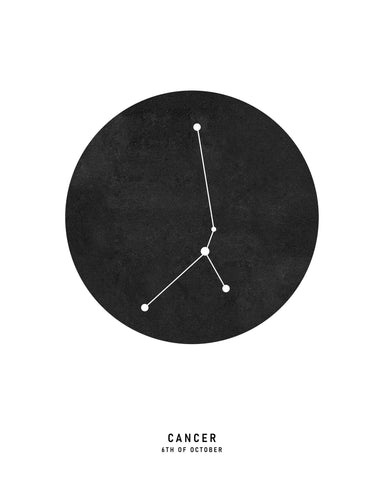 Cancer Zodiac Black Star Map