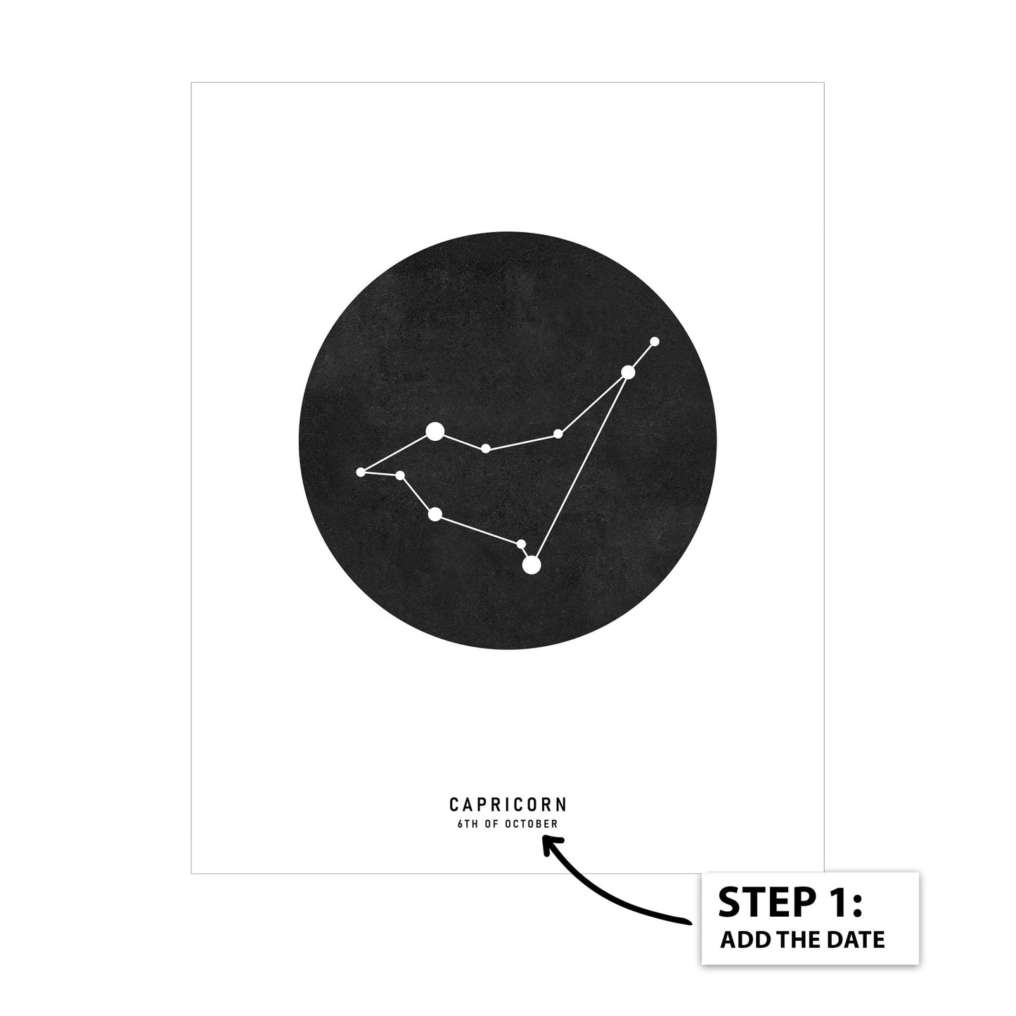 Capricorn Zodiac Black Star Map