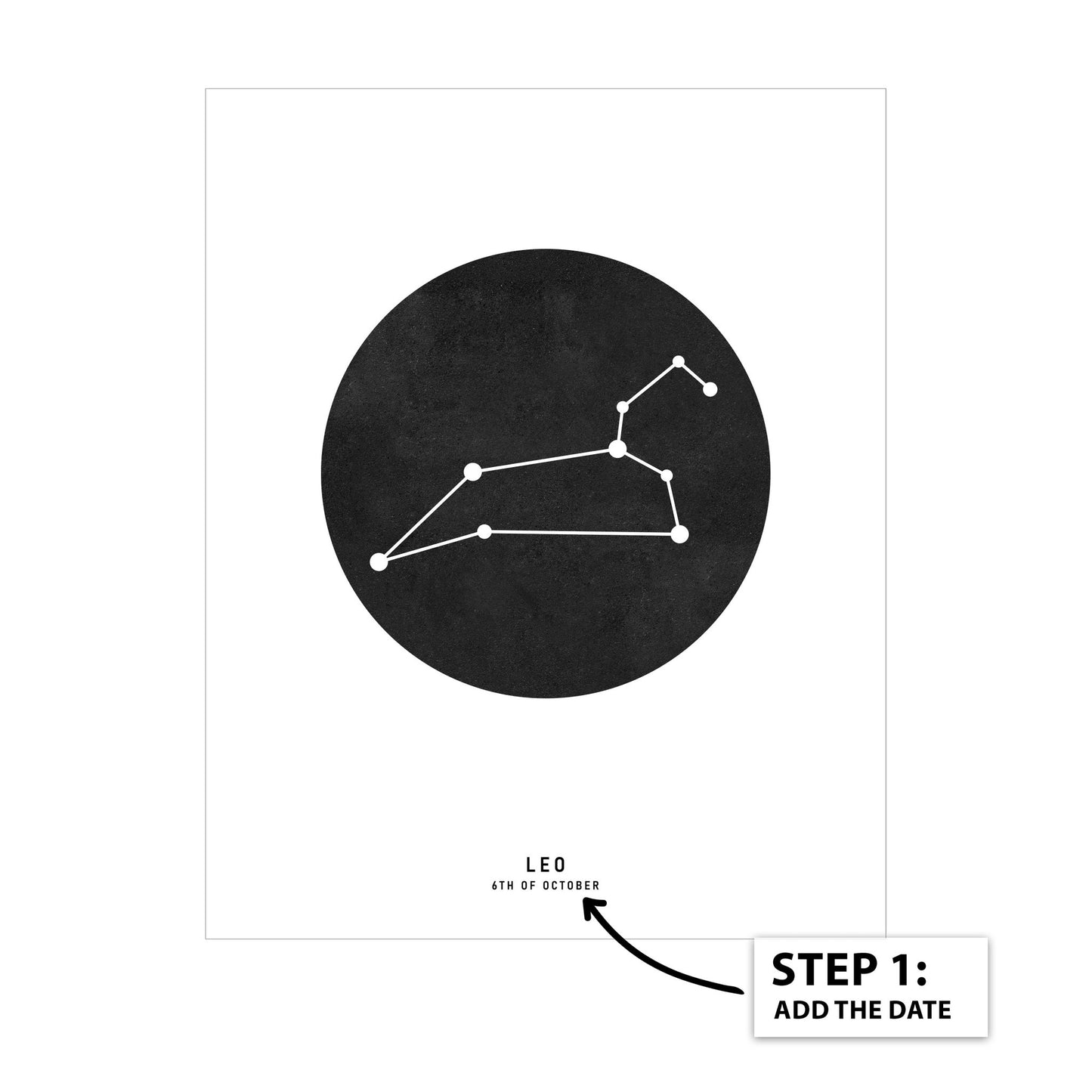 Leo Zodiac Black Star Map