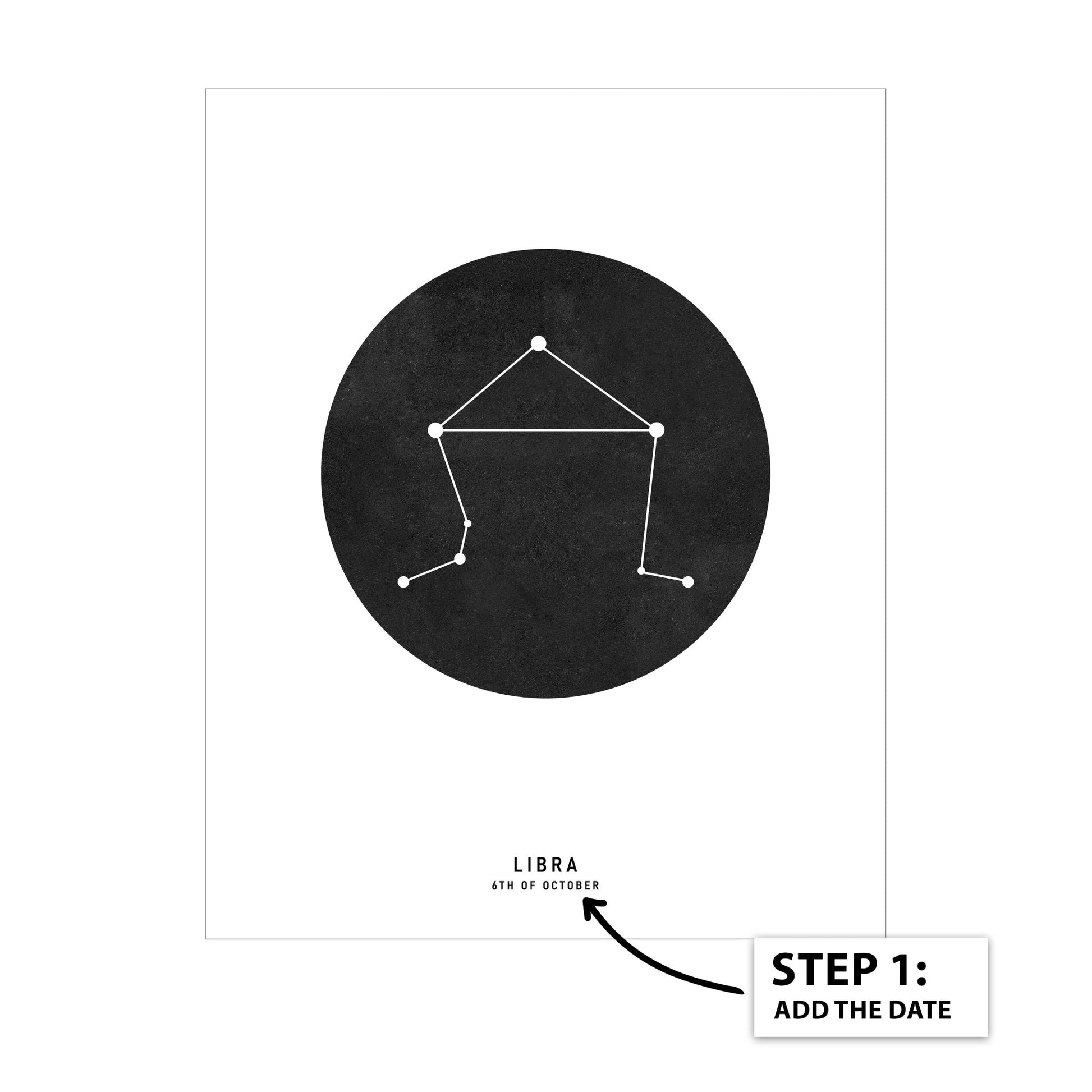Libra Zodiac Black Star Map