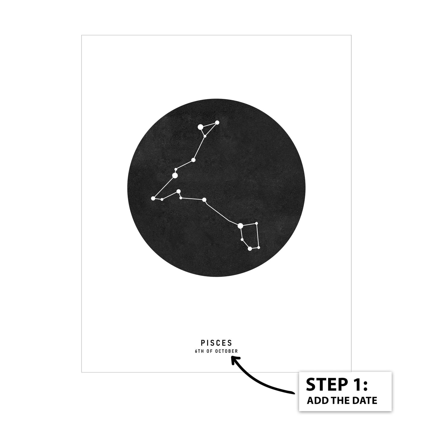 Pisces Zodiac Black Star Map