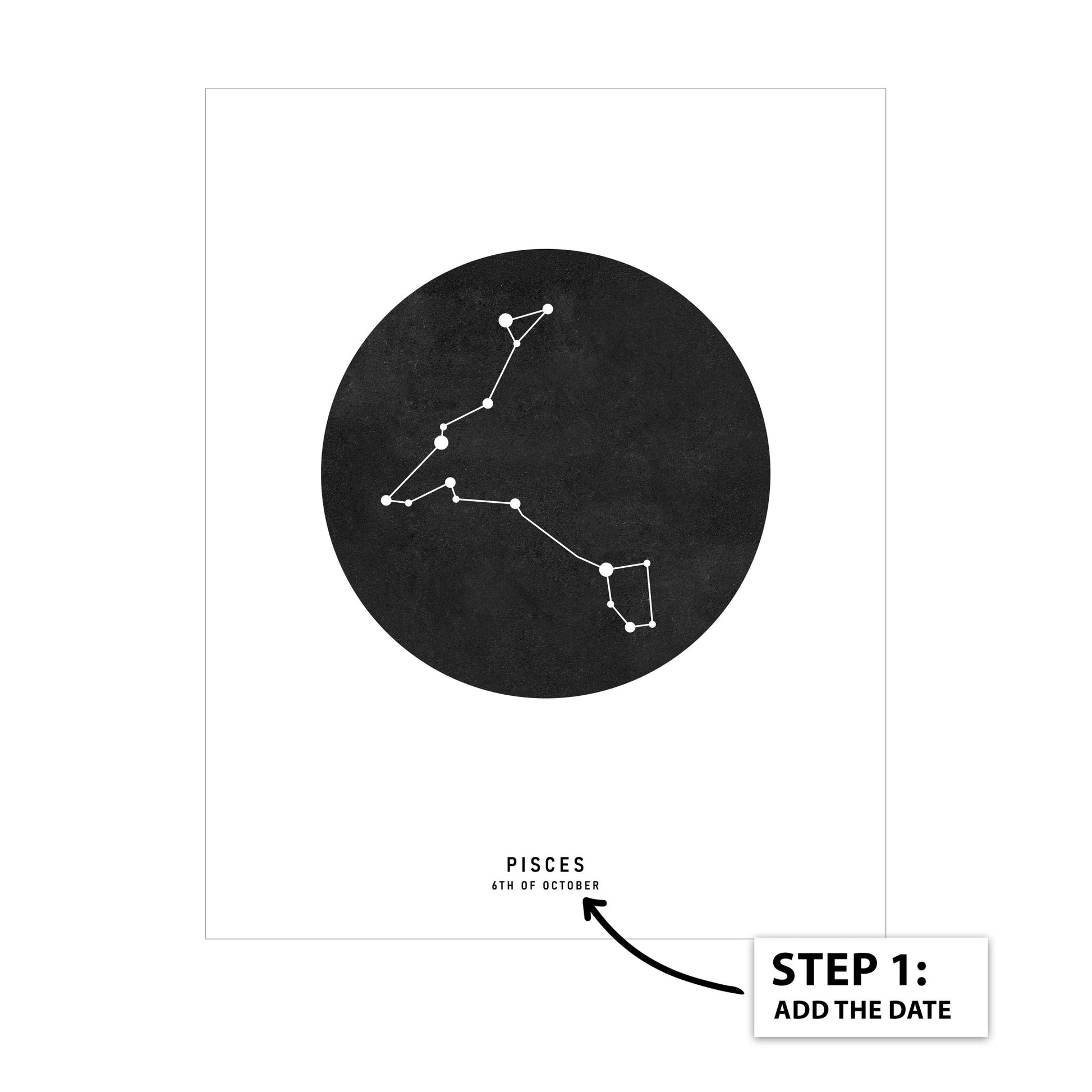 Pisces Zodiac Black Star Map