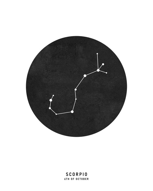 Scorpio Zodiac Black Star Map