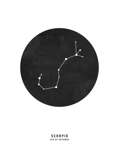 Scorpio Zodiac Black Star Map