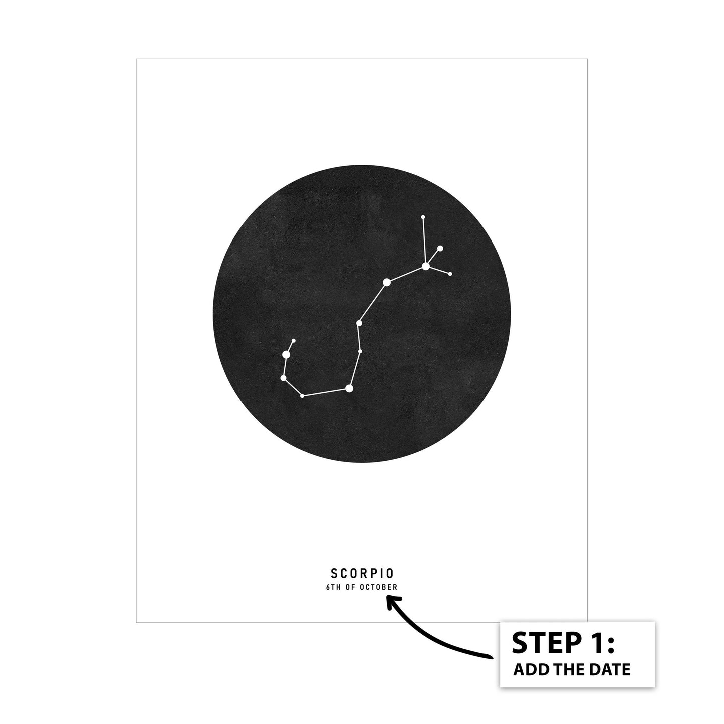 Scorpio Zodiac Black Star Map