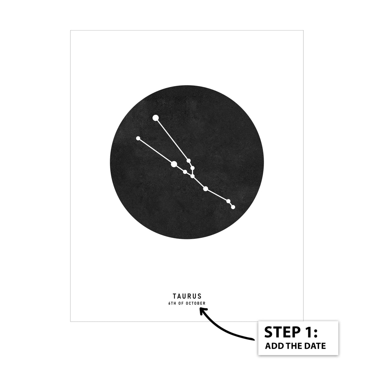 Taurus Zodiac Black Star Map
