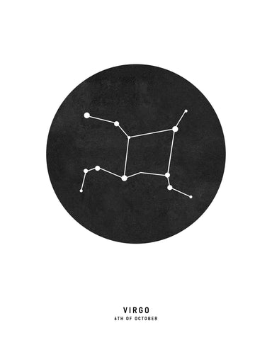 Virgo Zodiac Black Star Map