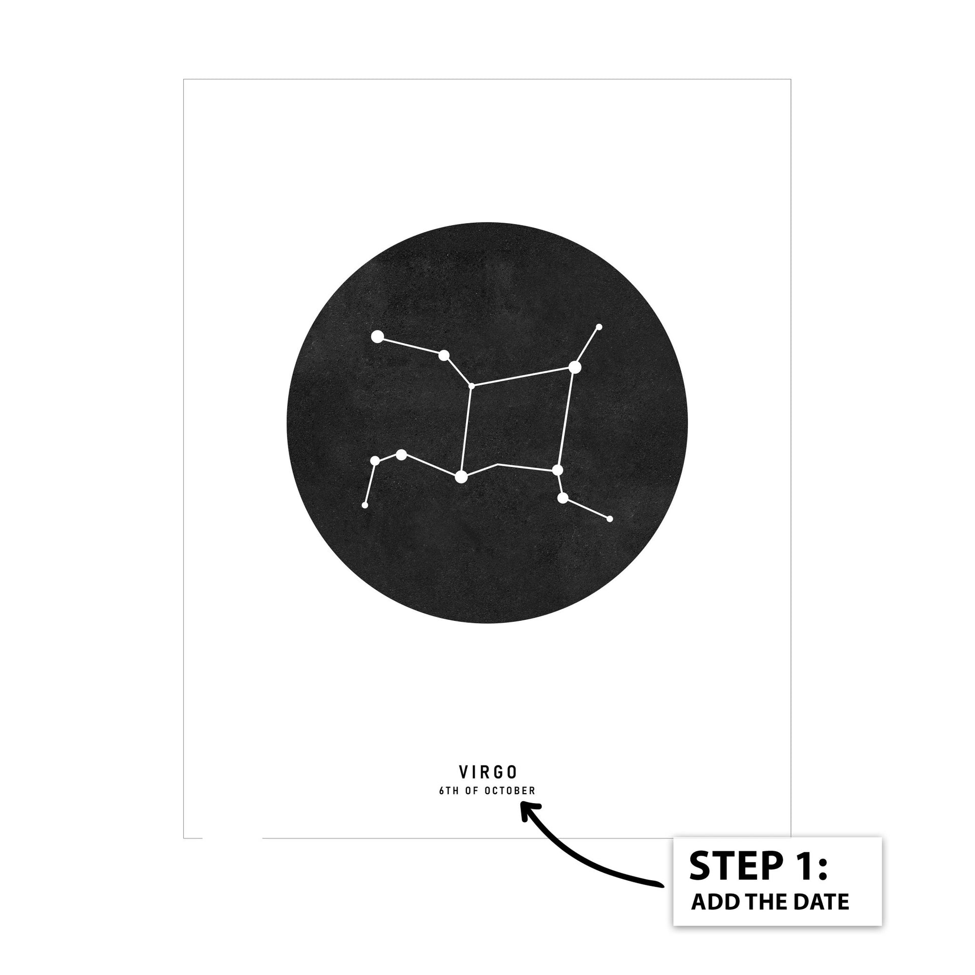 Virgo Zodiac Black Star Map
